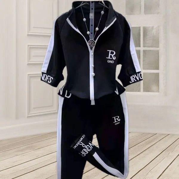 Women's Fashionable Casual Sportswear Short-sleeved Harem Pants Two-piece Set