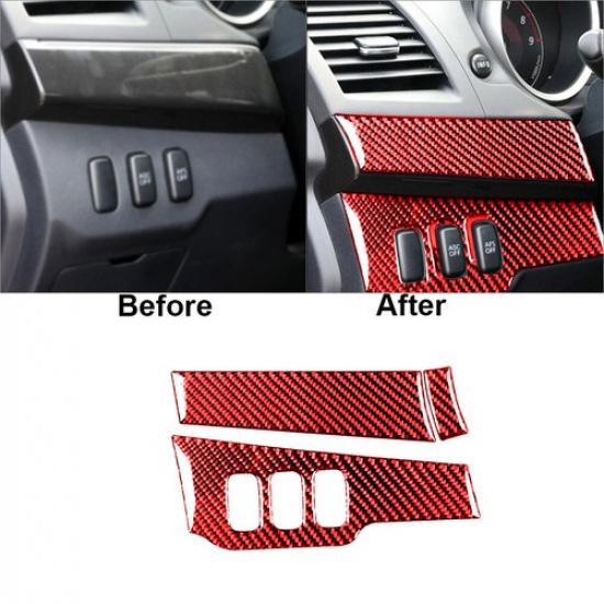 2Pcs Red Carbon Fiber Driver Side Dashboard Cover Trim For Mitsubishi Lancer