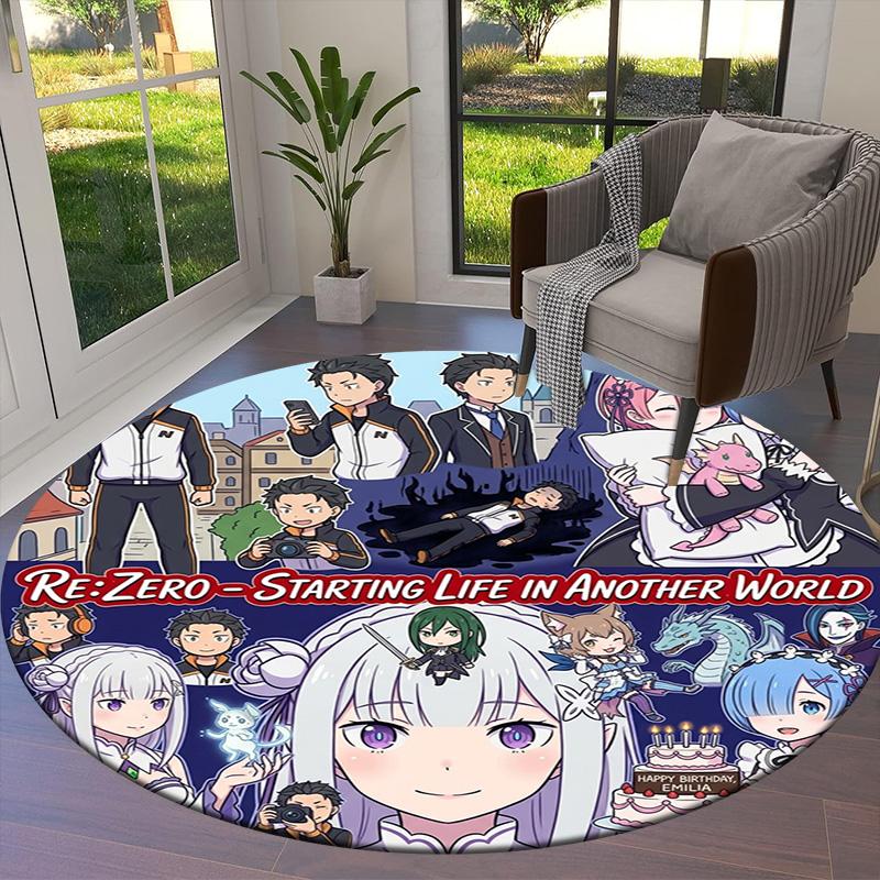 Re Zero Круглый ковер Ковер для гостиной спальни дивана игровой комнаты Декор Нескользящий коврик для пола