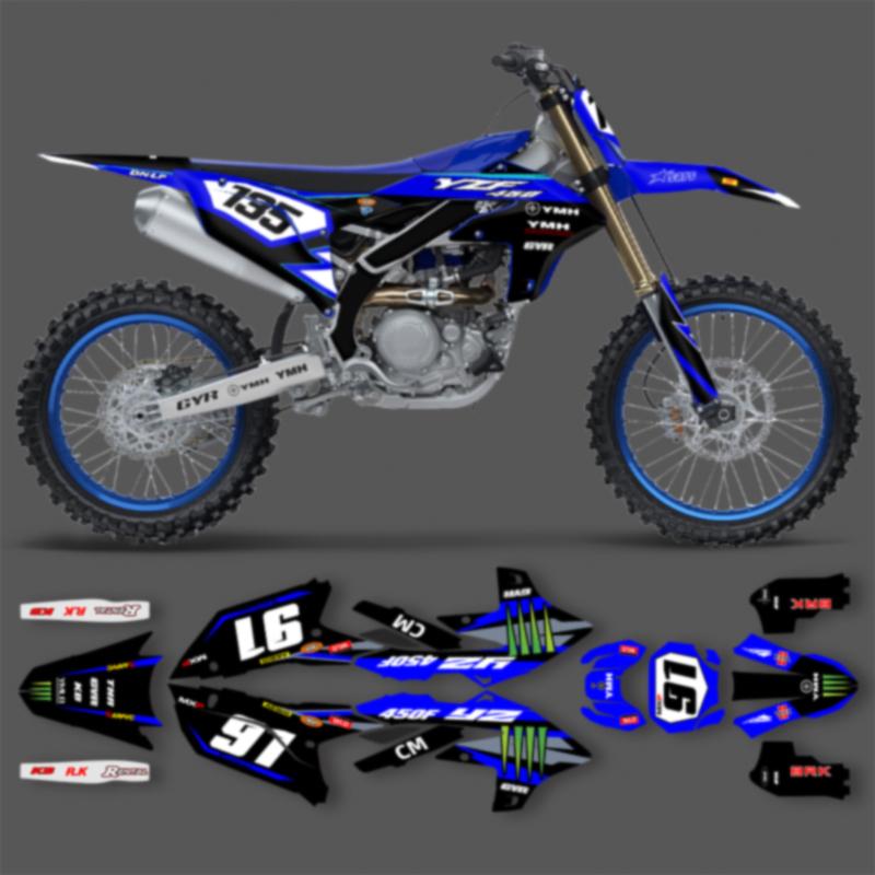 PowerZone Custom Team Graphics Backgrounds Decals Stickers Kit For YAMAHA YZF250 2024-2026 YZF450 2023-2025 Motorcycle Decals 02