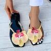 New Flip Flops Women's Slippers 2025 Summer Square Toe Flat Sandals Outdoor Casual Slippers Women Fashion Flowers Shoes Ladies