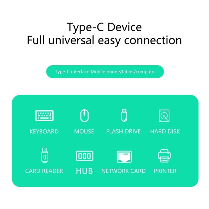 Адаптер USB C на USB 2.0, USB-адаптер, кабель OTG, кабель USB C «папа» на USB «мама» OTG для ноутбука, компьютера, планшета