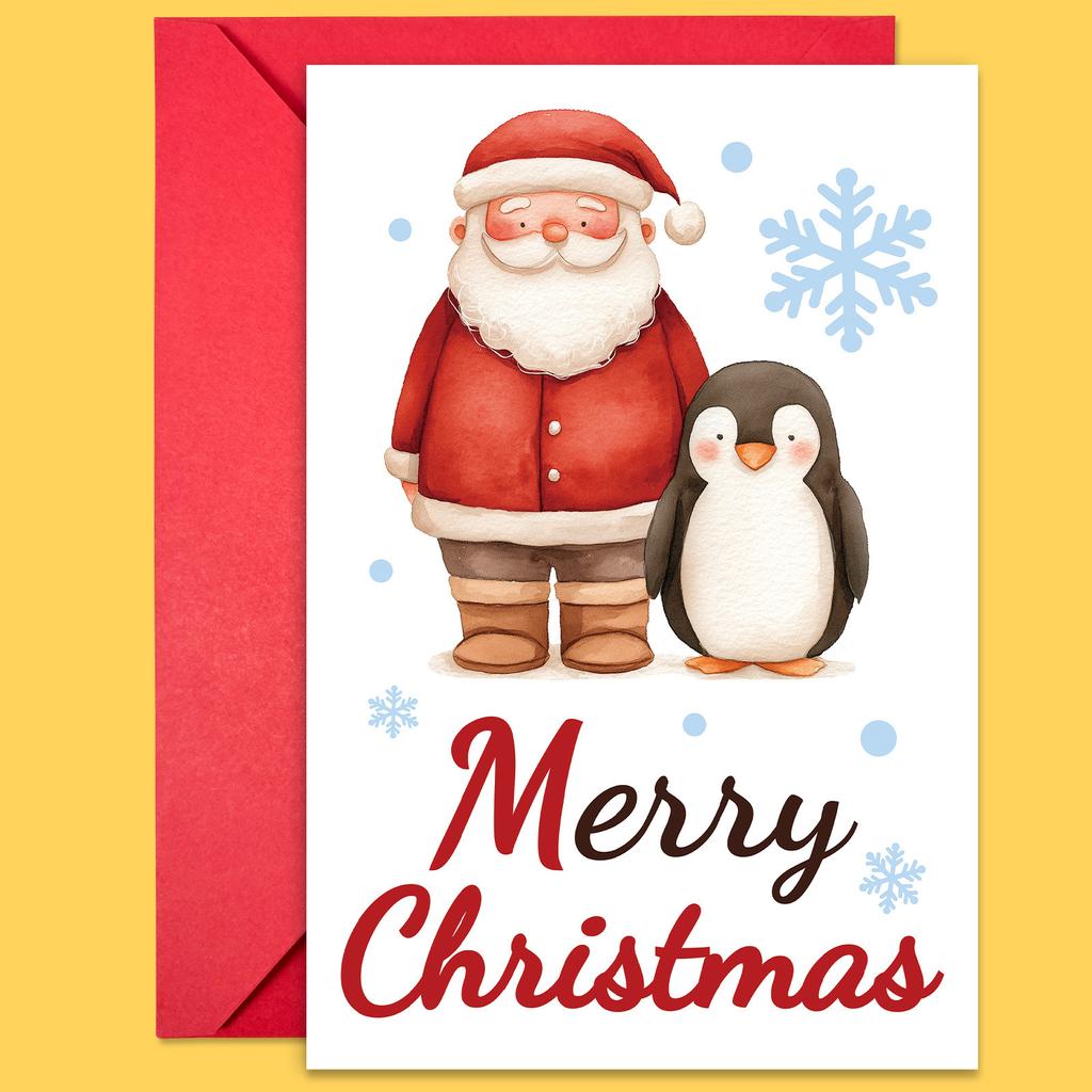 10PCS Christmas Greeting Cards Set with Envelopes, Cartoon Hand-drawn Xmas Cards for Holiday Wishes & Gifts