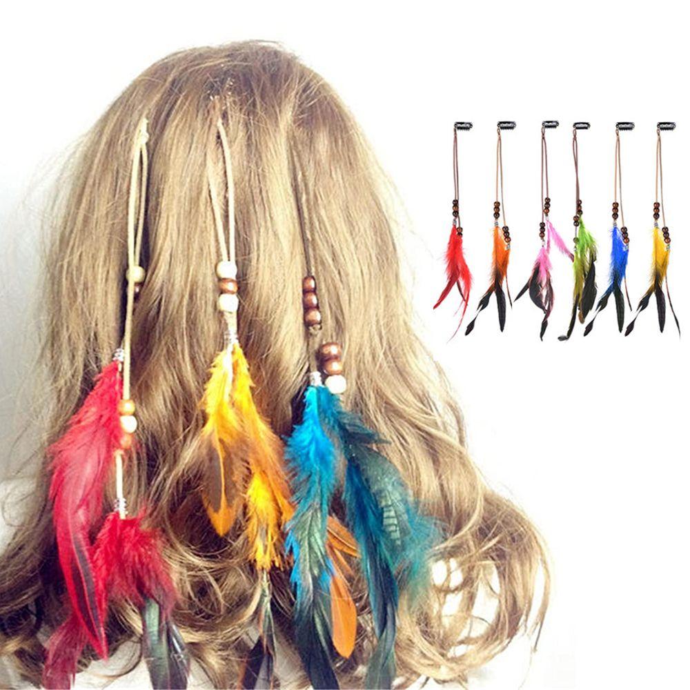 Ручной работы Наращивание волос Перья Волосы Веревка Индийский Хиппи Головные уборы Повязка на голову Головной убор Новинка Заколки для волос