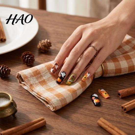 Thanksgiving Nail Decorations Art Stickers for Halloween Thanksgiving, Autumn Turkey Pumpkin Maple Party Leaf Manicure Sticker, Embossed Waterproof