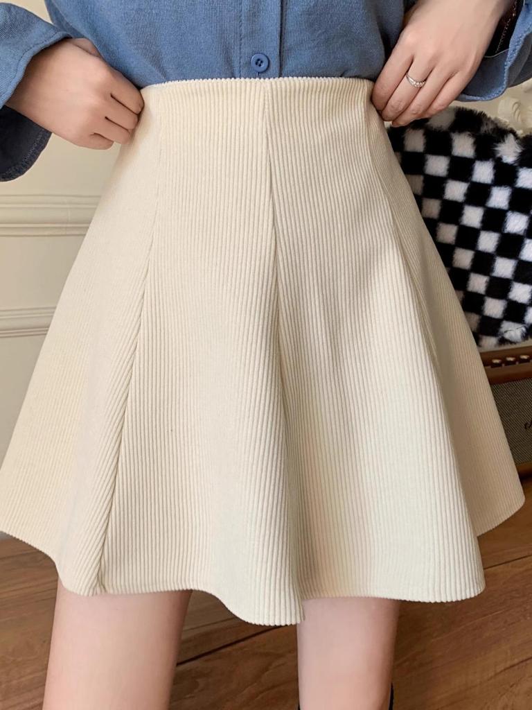 2023 Autumn & Winter Women's High-Waist Korean Style Corduroy A-Line Skirt with Anti-Exposure Design