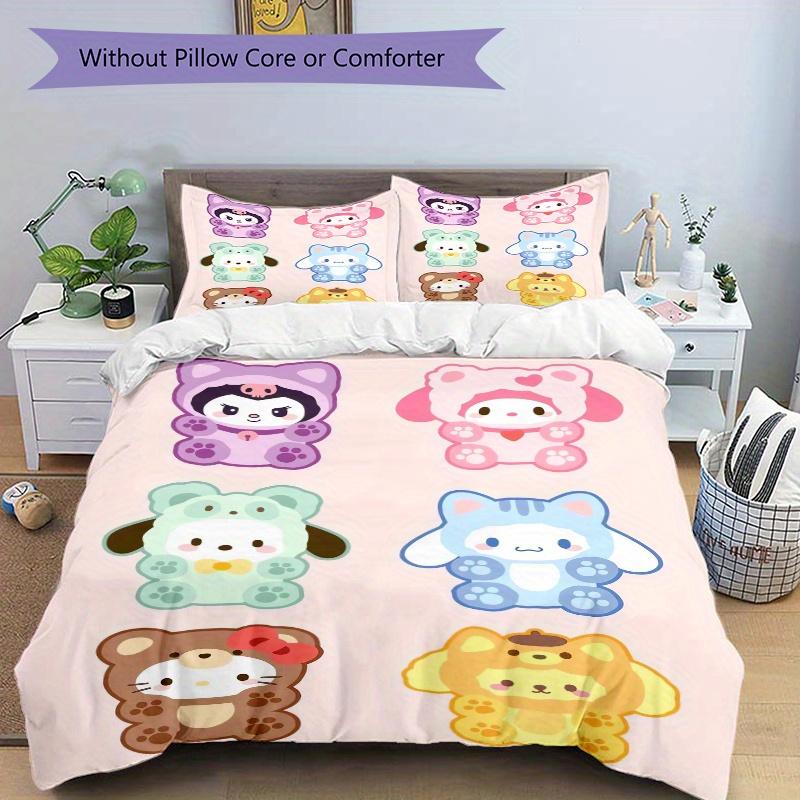 3pcs Cartoon Sanrio Bedding Set - Includes 1 Quilt Cover and 2 Pillowcases, Comfortable Bedding with Stylish Design for Bedroom, Machine Was