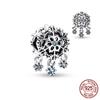 New Star Heart Double &Snowflake Snow Globe Dangle Charm Bead Fit Original Silver 925 Fasion Bracelet Bangle Diy Women Jewelry
