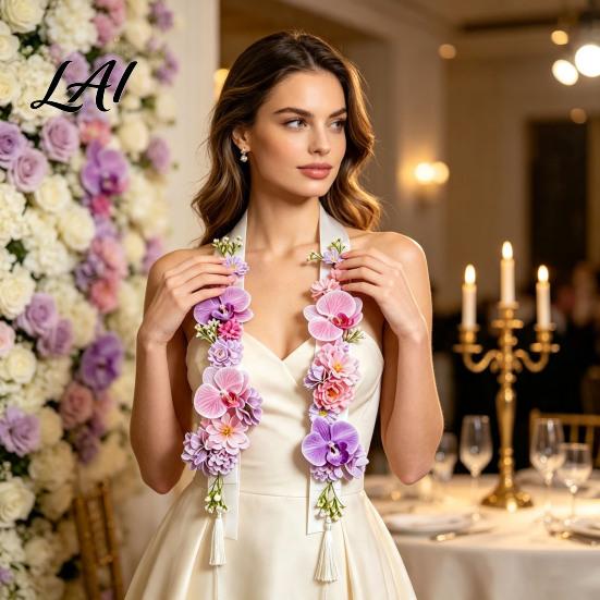 Decorative Strap for Crafts Flower Graduation Leis Artificial Floral Satin Ribbon Grad Stole Senior Tropical Shop Packaging Supplies Leis