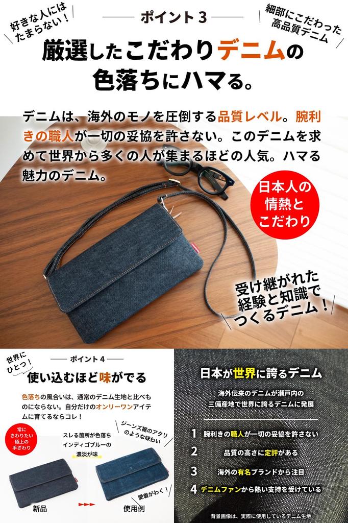 Чехол для смартфона для Окаяма на плечо, смартфон, мобильный телефон, цвет индиго [Требуется сеть] Женский, Деним, Сумка, Клатч, Чехол,