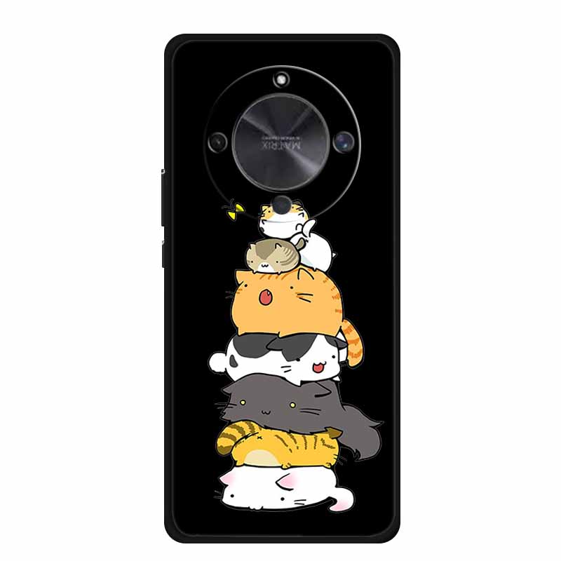 Coque For Honor X70 5G Case Cartoon Cat Funda Black Silicone Soft Back Cover For Honor X70 2025 Phone Case Cover X 70 HonorX70