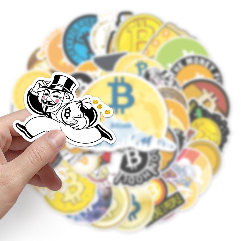 50 Bitcoin Commemorative Graffiti Stickers for Suitcase, Laptop, and Car