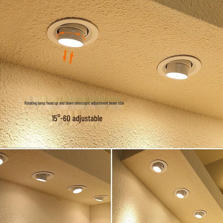 Светодиодный зумируемый встраиваемый потолочный светильник-спот на гибкой ножке для гостиной