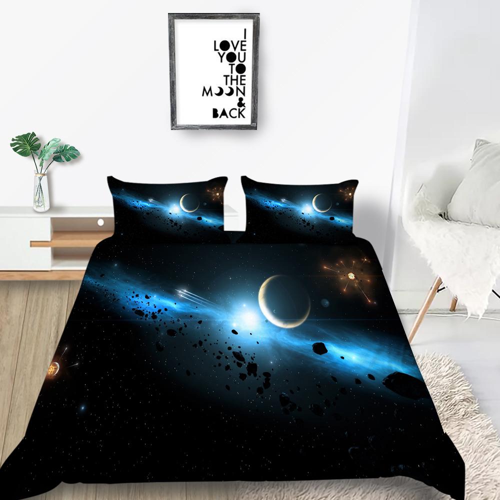 Space Star Printing Household Bedding Single Bed Double Bed Full Size Pillowcase and Quilt Cover 2/3 Beddingome