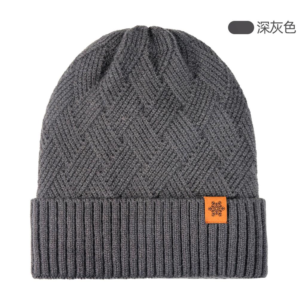 Knitted hat, men's autumn and winter thermal kit, double-layer plush wool knitted hat, scarf and gloves three-piece set