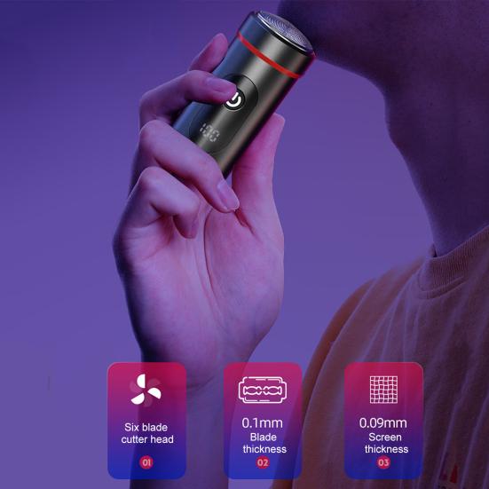 Мини-электробритва с цифровым дисплеем, USB-перезаряжаемая, водонепроницаемая, для влажного и сухого бритья, портативная, для путешествий, бритва для мужчин, триммер для бороды, инструмент для удаления волос
