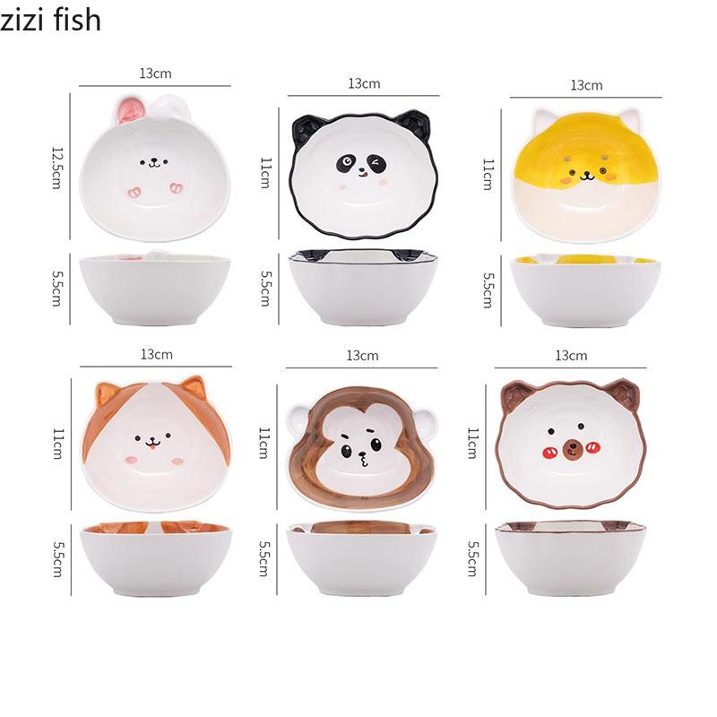 Cartoon Animal Shaped Ceramic Bowl Cute Breakfast Bowl Oat Bowl Yogurt Bowls Rice Bowls Soup Bowls Household Creative Tableware