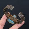 Neon Blue Apatite Handmade Copper Wire Wrap Bangle Adjustable L0v25