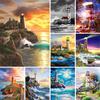 5D DIY Diamond Painting Landscape Rhinestone Cross Stitch Kit Diamond Embroidery Coastal Lighthouse Mosaic Picture Decoration