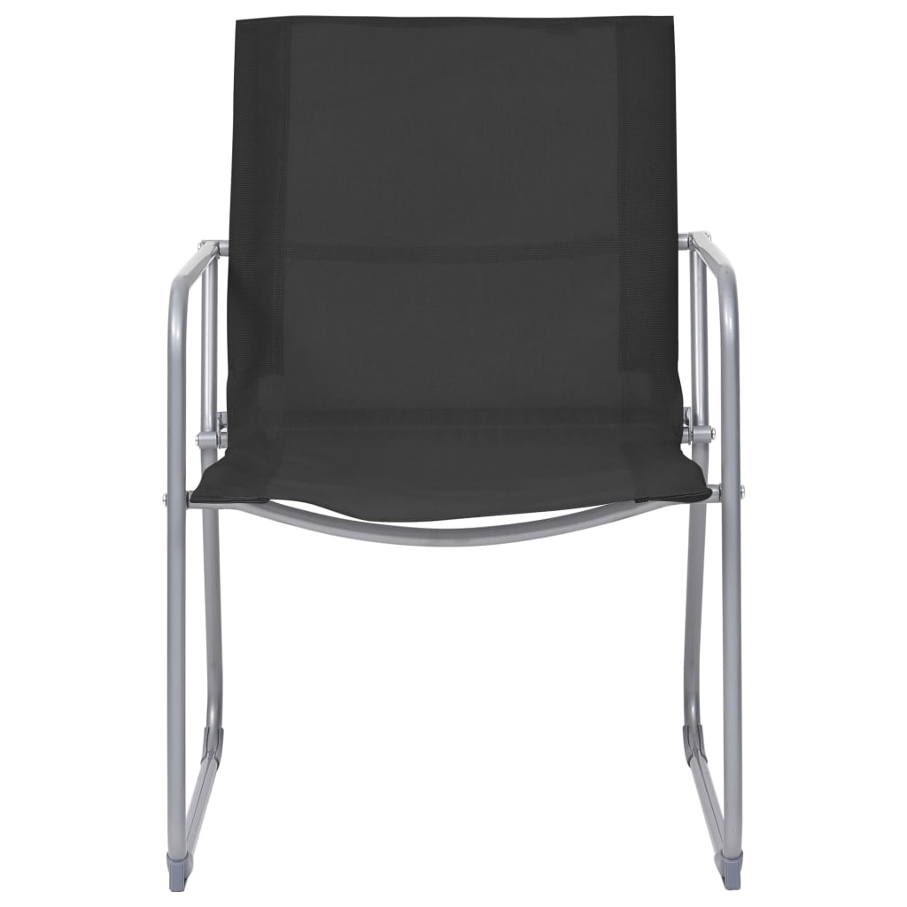 4 Piece Garden Lounge Set Fabric and Steel Black