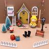 Christmas Village Gnomes And Elf Door Miniature Set Dollhouses Tabletop Decoration