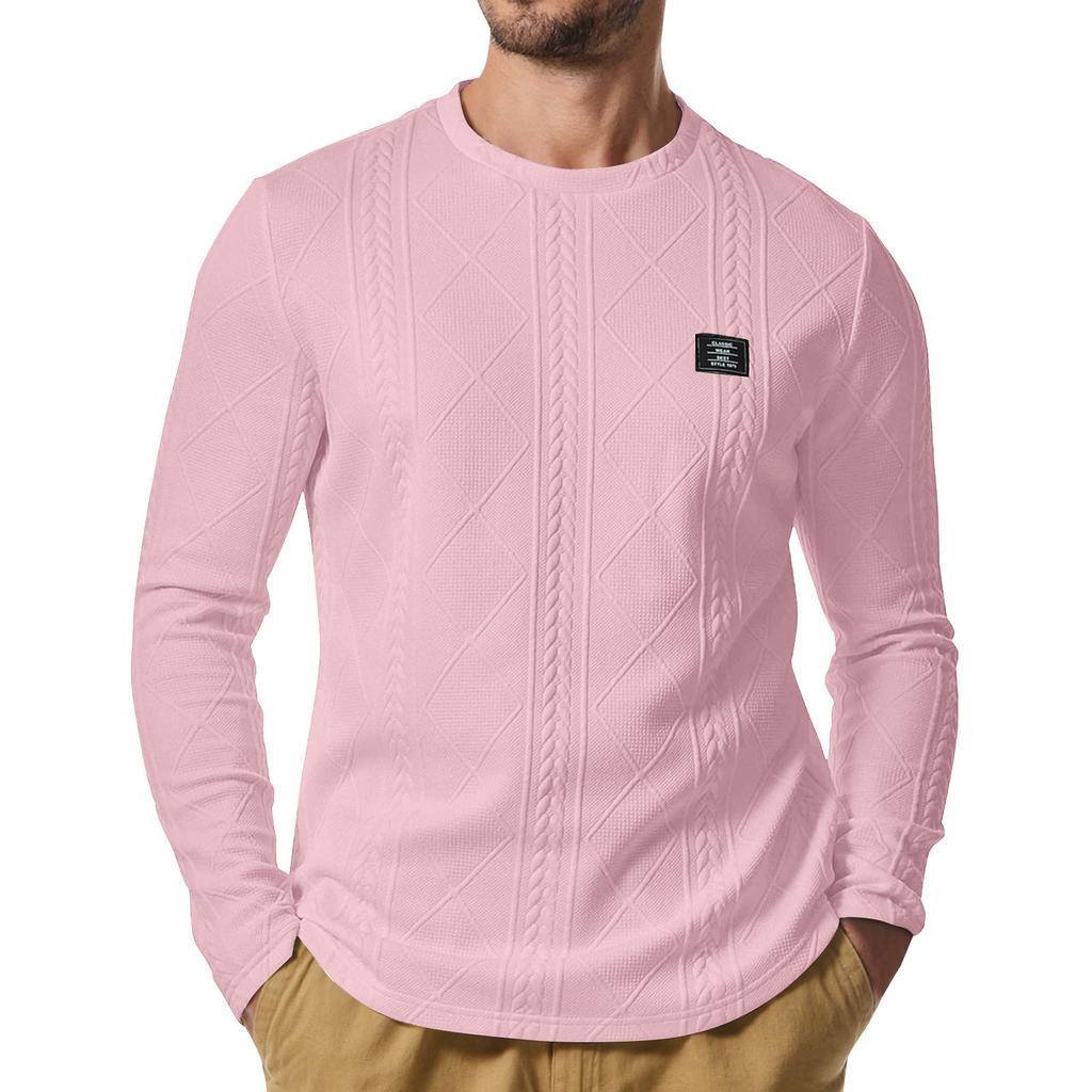 Мужская зимняя однотонная текстурированная толстовка с круглым вырезом, спортивная мужская толстовка большого размера в стиле кэжуал с круглым вырезом