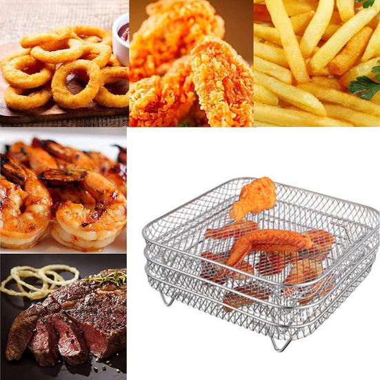3Pcs Air Fryer Rack Stackable Dehydrator Racks Stainless Steel Basket Tray Accessories for Oven Microwave Baking Roasting