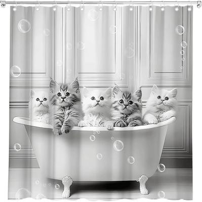 Смешная шторка для душа с котиком, ретро, милый котенок в ванной, шторка для душа с пузырьками, тканевые аксессуары для ванной комнаты, 180x180 см