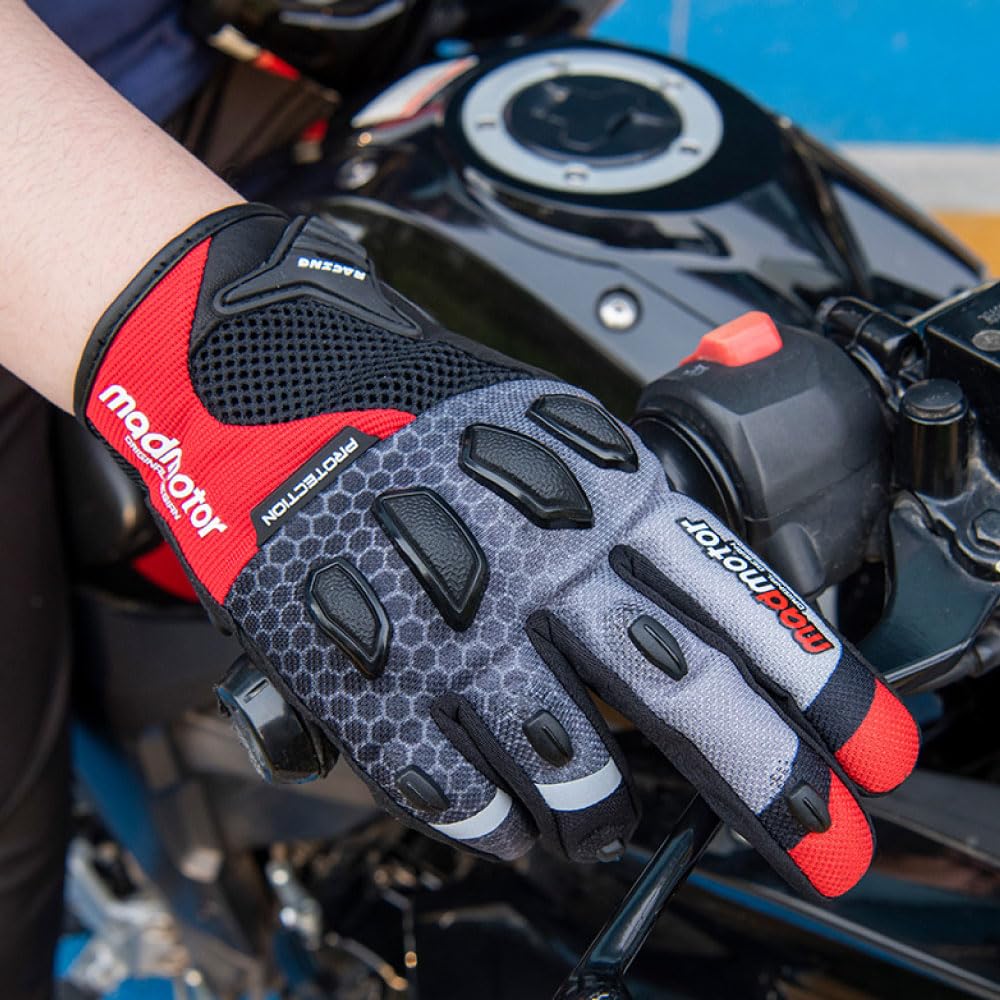 Мотоциклетные перчатки размера L для смартфона, совместимые, MT21, красные,