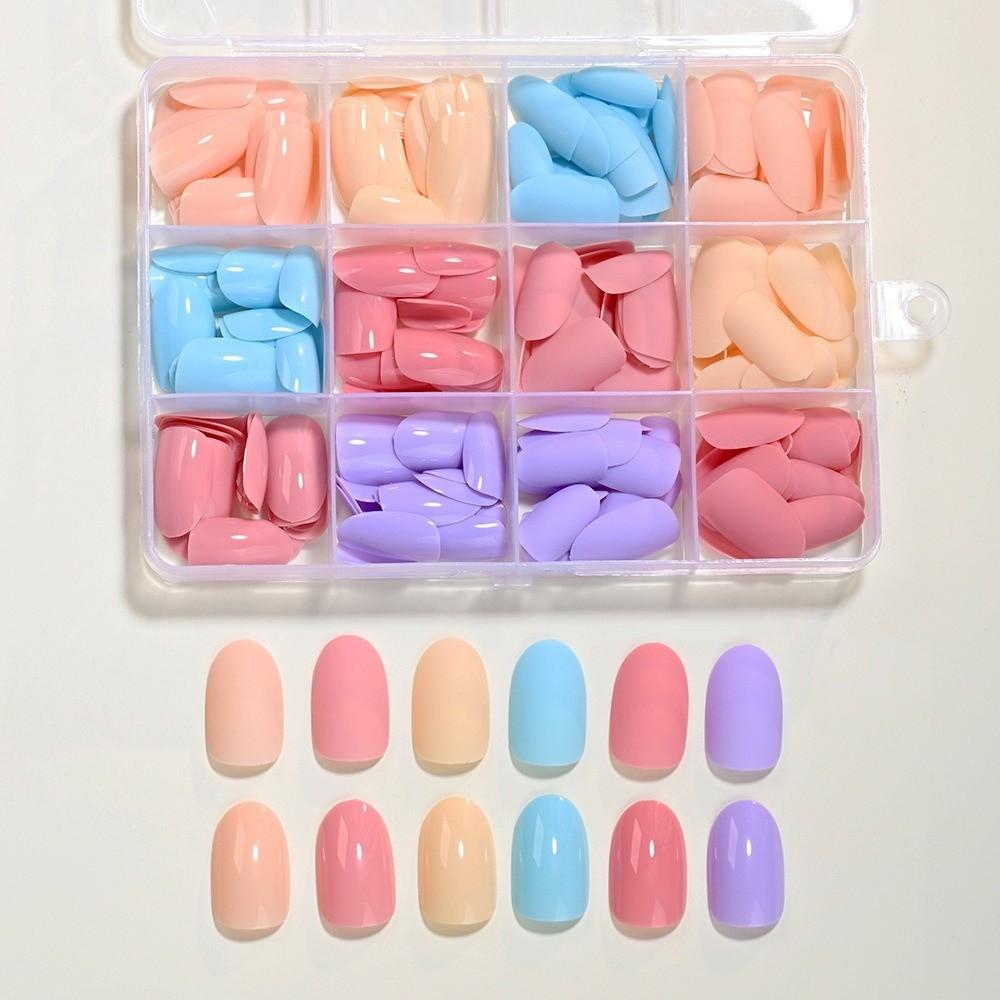 288pcs Solid Color Press On Nails Matte Finish Acrylic Fake Nails Hot Nail Tips Daily Wear