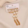 3 Pairs Flower Tassel Stud Earrings, Satisfy Drop Moon Stainless Steel Earrings, Versatile Ear Jewelry