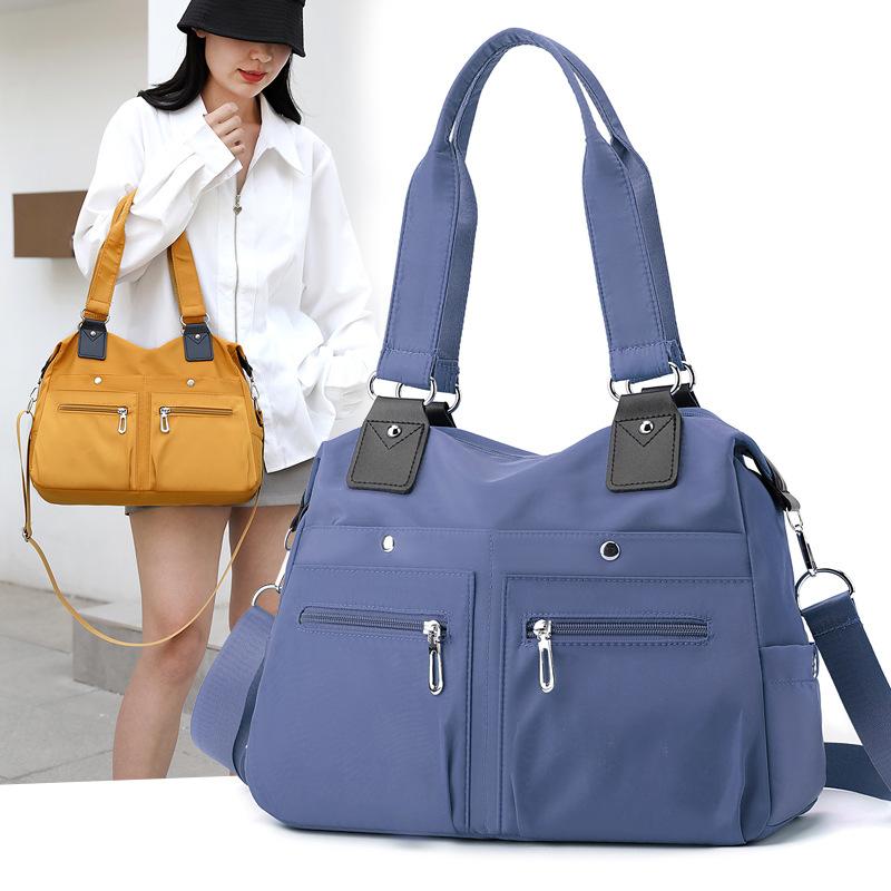 Solid Color Handbag Nylon Shoulder Bag Women's Large Capacity Tote Bag