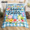 Пододеяльник с пасхальными яйцами и гномами, бабочками и цветами тюльпанов, комплект постельного белья из микрофибры, радуга, деревянная планка, кавайный гном, чехол для одеяла
