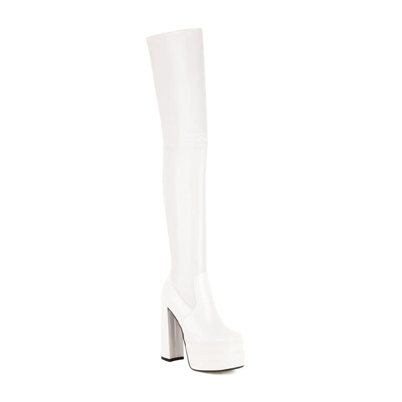 Sexy Slim Thigh High Boot Platform Black Red White Over-the-knee High Boots Women New 2024 Dance Fetish Shoes Lady Large Size 45