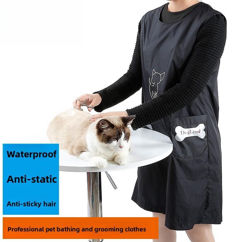 Sleeveless Pet Grooming Work Apron Anti Hair Sticking Anti Splash Overalls for Pet Salon Beautician Bathing Cats Dogs Working Uniform Pet Store