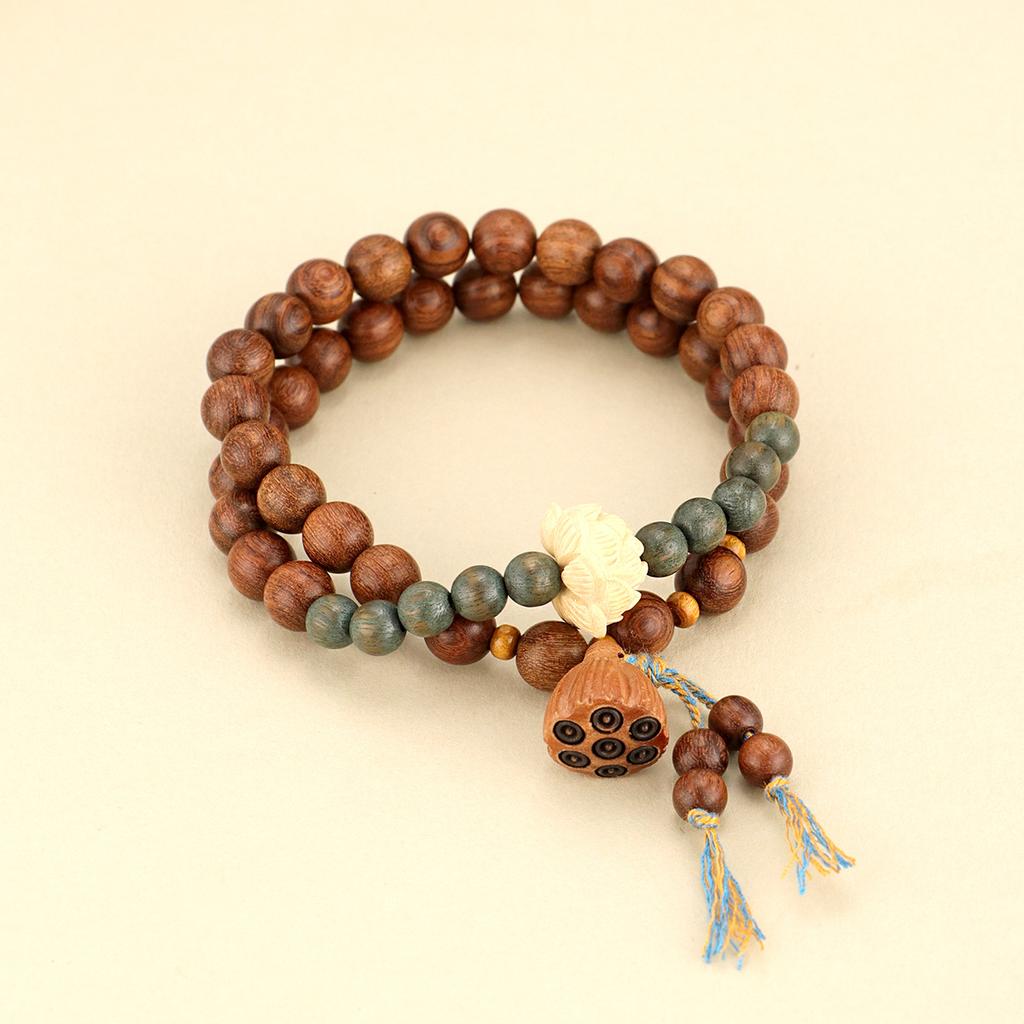 Original Old Material Green Sandalwood Buddha Bead Bracelet Female Forest Student Sandalwood Passion Seed Bracelet Couple Ethnic Style Male Female