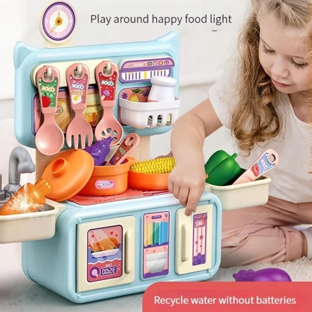 Mini Children Kitchen Toys Set Cook Food Pretend Play Role Toys Kitchen Counter Play Set Kids Gift