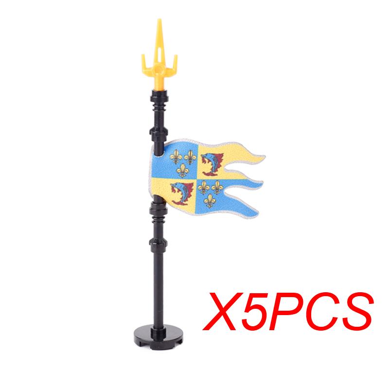 MOC Medieval Red Lion Black Eagle Castle Soldier Knight Horse Mount Building Block Military Figure Vest Armor Flag Toy Gift