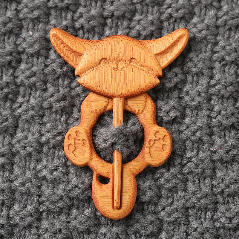 Милый свитер с животными, Деревянная брошь-шарф, Дизайнерское украшение для свитера, Фиксированная пряжка