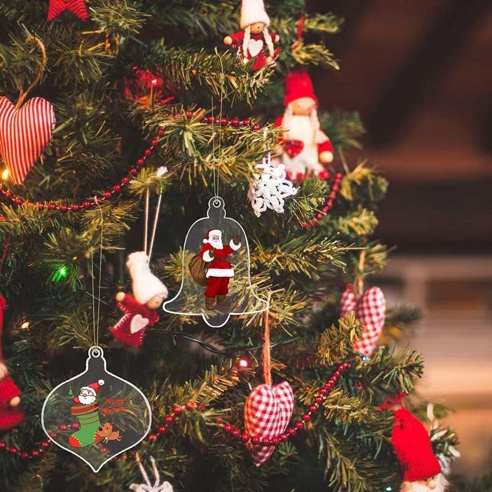 10Pcs Stockings Acrylic Christmas Ornaments Hanging Christmas Decoration  Home Party Supplies