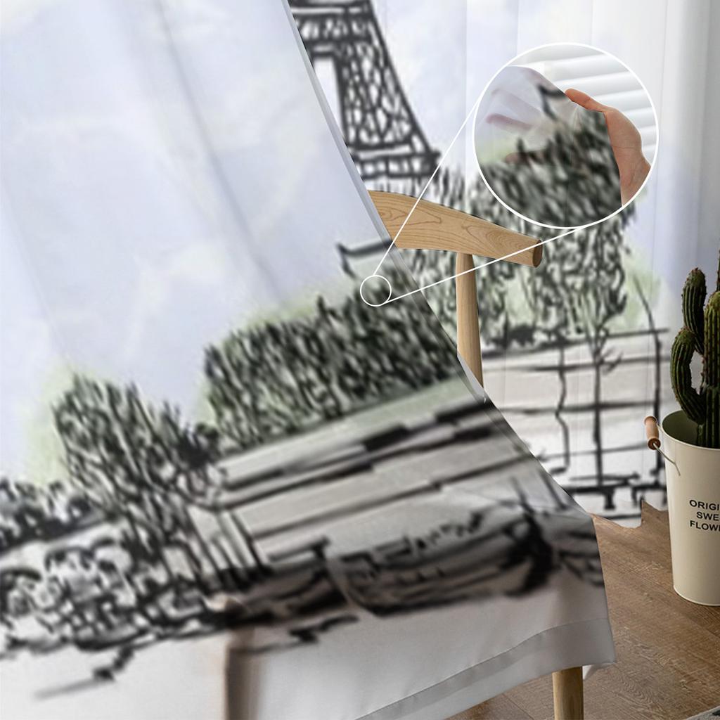 Эйфелева башня в Париже, прозрачные шторы для гостиной, прозрачный тюль, занавески для окон, спальни, кухни, домашний декор, вуаль, шторы