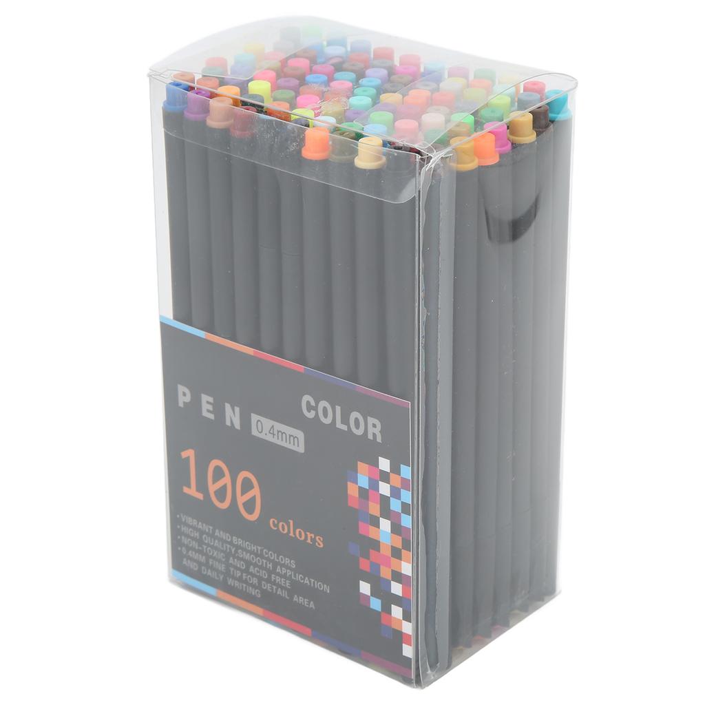 Fine Tip Pens 100 Colors Fast Drying Glossy Ink Output 0.4mm Needle Tube Minimize Oozing Fineliner
