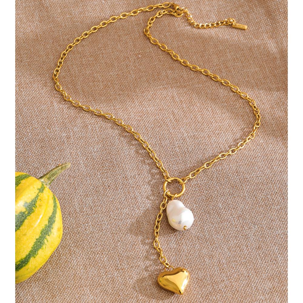 Eetit Нержавеющая сталь Барокко Имитация жемчуга Сердце Цепочка Подвеска Ожерелье Защита от ржавчины Популярная Мода Очаровательные Украшения 2026