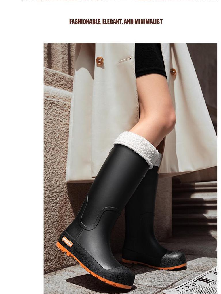 Женские водонепроницаемые противоскользящие длинные резиновые сапоги - модная резиновая обувь в корейском стиле для ношения на открытом воздухе