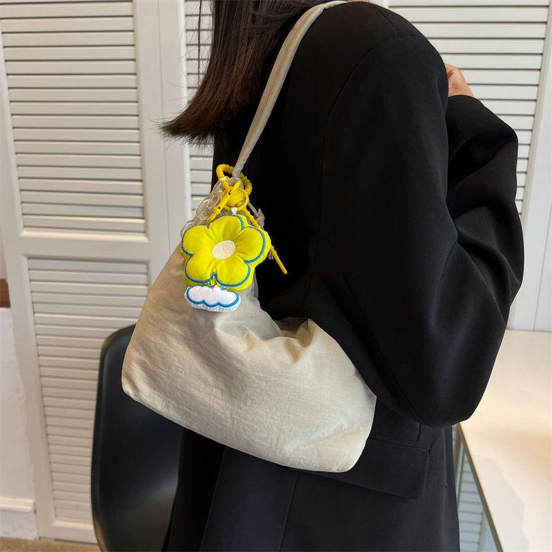 Solid Color Women Underarm Bags Soft Nylon Ladies Simple Hobos Shoulder Bag Female Clutch Purse Small Handbags Girls Armpit Bag