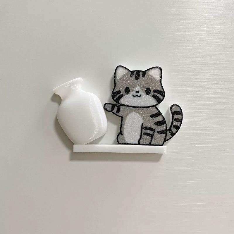 Кот, толкающий вазу, Магниты на холодильник, Декор для дома, Магнит на холодильник, Коллекция «Кошачьи усы», Памятная шкатулка, Декор для домашнего офиса, Для подарка