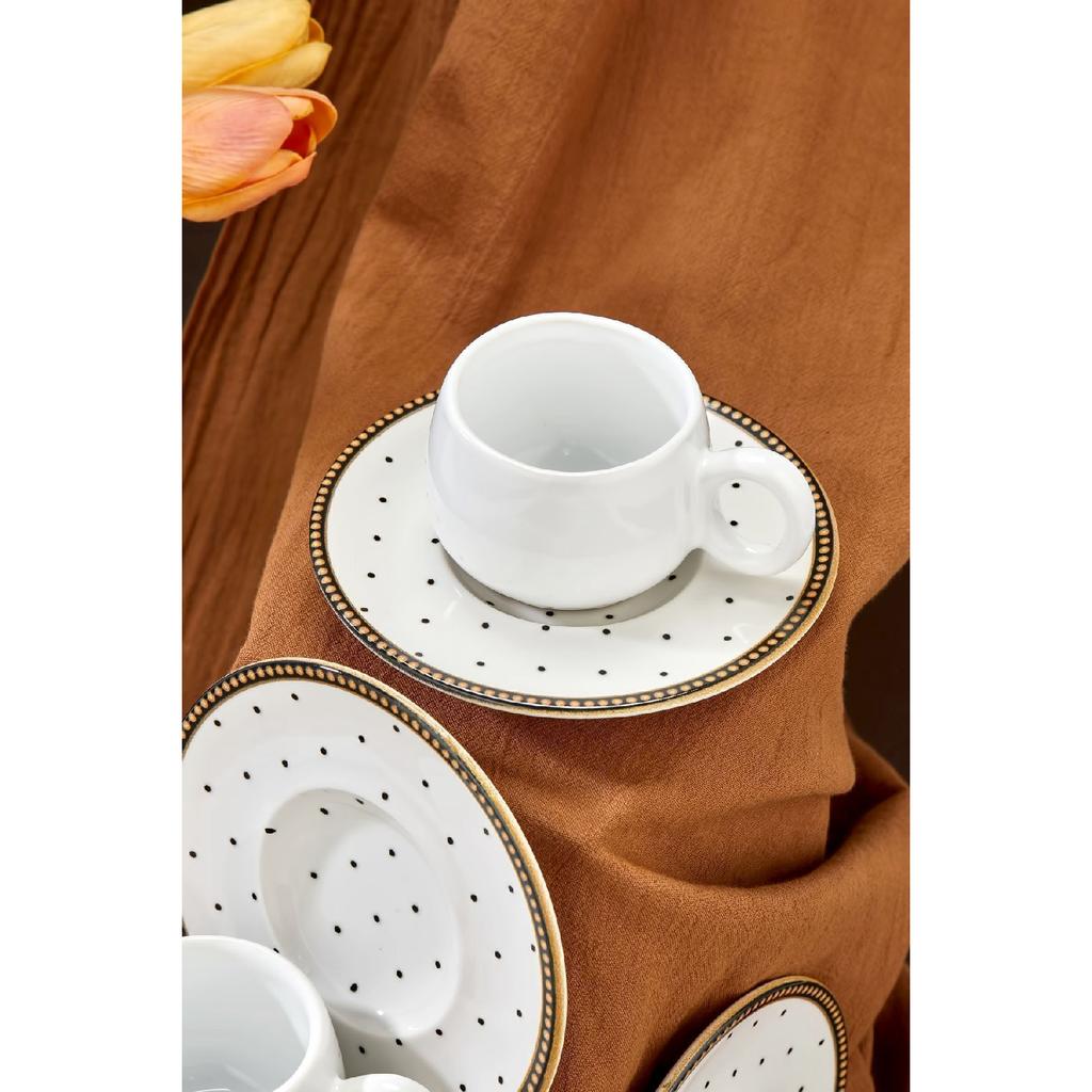 Набор кофейных чашек Polka Dot Lux из 12 предметов на 6 человек, набор белых чашек для турецкого кофе