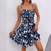2025 Summer Women's Printed Waist Sexy Tube Top Suspender Dress
