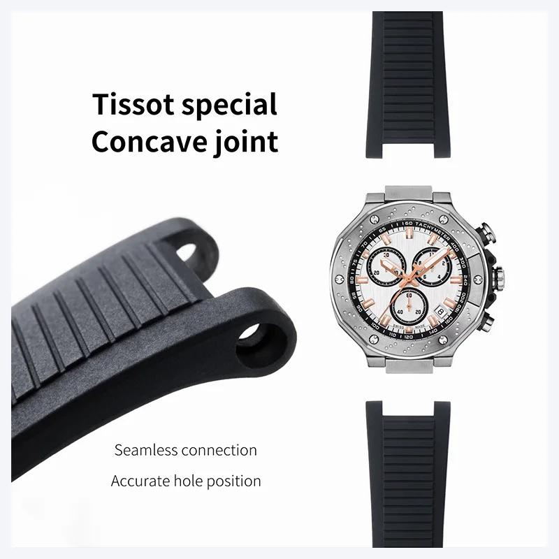 Мягкий силиконовый ремешок для часов Tissot T-Race T141.417A Moto GP Мужской Спортивная серия Черный ремешок для часов Браслет