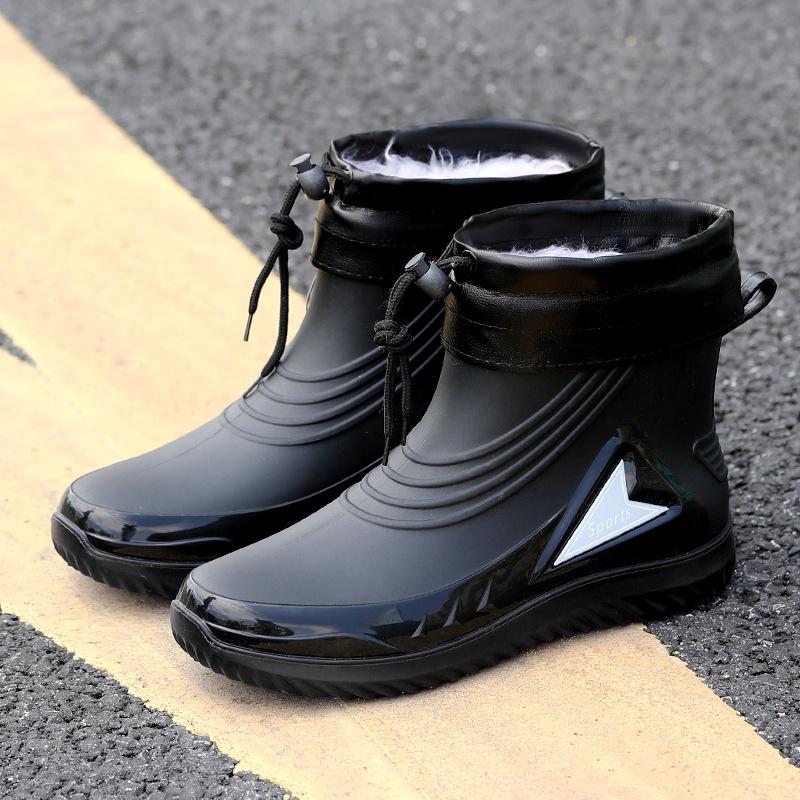 Мужские непромокаемые ботинки средней высоты, нескользящие, водонепроницаемые, новая мода, уличные водонепроницаемые сапоги, утепленные короткие резиновые сапоги, мужские